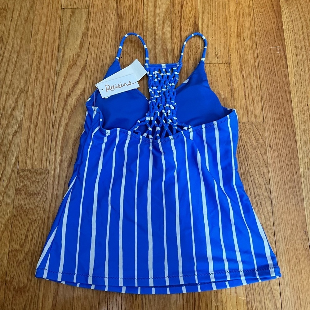 NWT RAISINS Blue and White Striped Tankini Top - Picture 5 of 5
